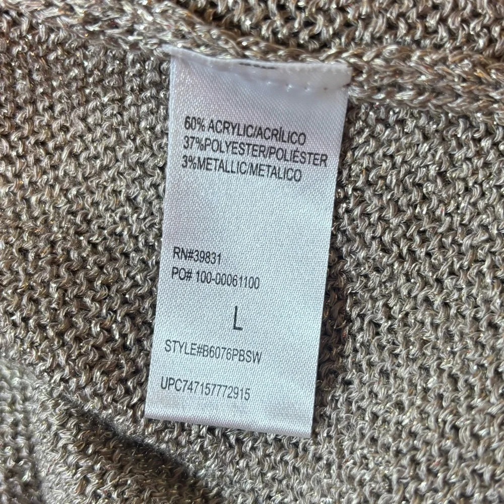 Democracy Gold Metallic Knit V-Neck Sweater, Large